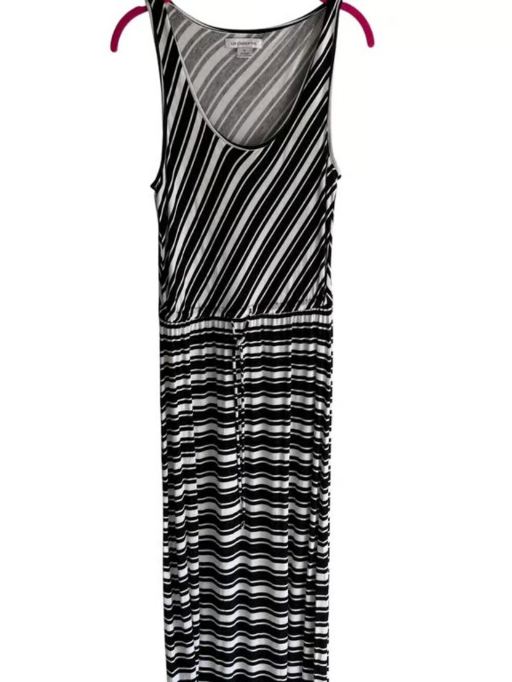 LIZ CLAIRBORNE Black and White Striped Sleeveless Maxi Dress